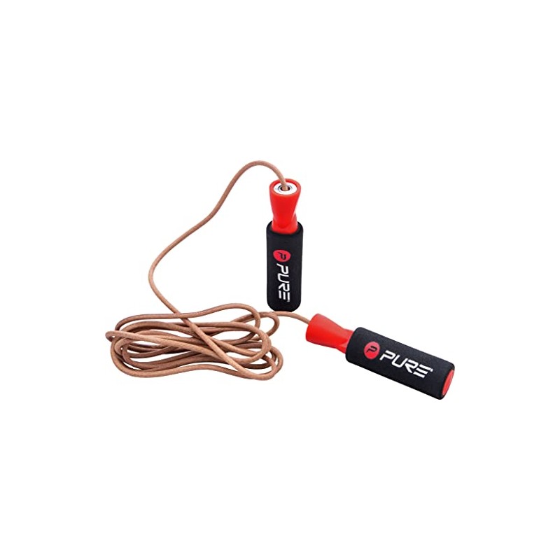 Pure2Improve - Springseil aus Leder, Fitnessseil zum Springen, Schwarz/Rot, P2I201200