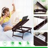 Bamboo Bed Tray Table with Foldable Legs & Ergonomic Handle,