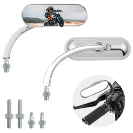 Universal Motorcycle Mini Mirrors for Handlebars Compatible with Honda Suzuki Road Street Bike Electra Glide Road Glide Dyna Softail Rearview 8mm 10mm Side Mirror