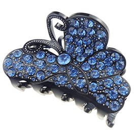 Glamour Girlz Ladies Light Brown Rhinestone Butterfly Hair Claw Clamp