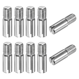 M METERXITY 10-Pack M6 x 20mm Slotted Cylindrical Pin Dowel, 304 Stainless Steel External Thread Locating Dowel Parallel Pins for Metal Devices/Wooden Projects [Silver Tone]