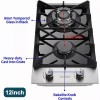 Eascookchef 12 inch Eascookchef Gas Cooktop 2 Burners NG/LPG Tempered