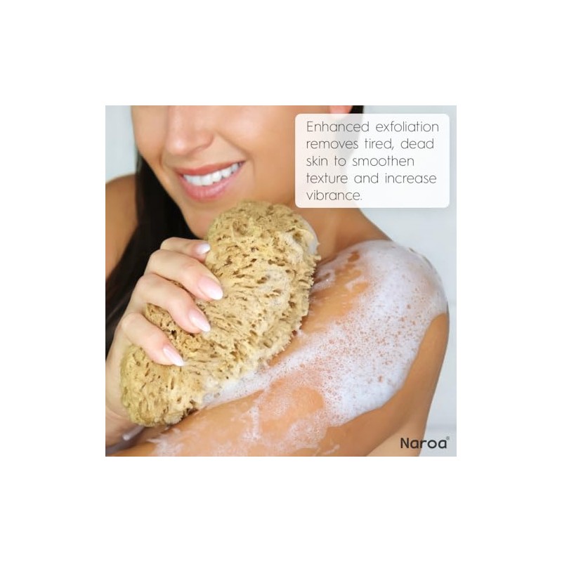 Naroa Esponja de mar natural para baño, esponja exfoliante corporal