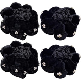 4 Piezas de Redecillas para Moños de Poliéster Negro, Accesorios Cabello de Mujer, Fáciles de Usar y Elegantes para Bailarinas y Enfermeras