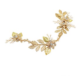 Asphire Handmade Bridal Flower and Leaf Headband Gold Greek Leaf Branches Vine Hair Band Elegant Women's up-do Hair Piece Bridesmaid Headpiece for Wedding Hair Accessories for Women