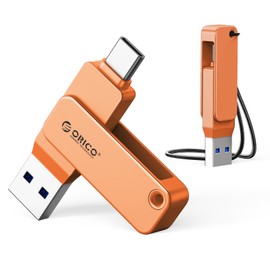 ORICO USB 3.0 Flash Drive 150MB/S Metal Housing Swivel Design Support OTG Function 2 in 1 PenDrive 64GB for USB C and USB A Devices -EB05 OR