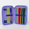 Stitch Pencil Case with 3 Compartments, Blue, 12.5 x 4.5
