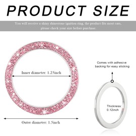 SHMZK Car Bling Crystal Rhinestone Engine Start Ring Decals, Sparkling Diamond Car Push Start Button Ignition Ring Sticker, Auto Key Ignition Knob Ring Decoration for Women Girls (Pink)