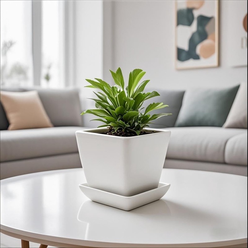 Square Plant Saucer 6 Inch 2 Pack，Plant Trays for Pots,