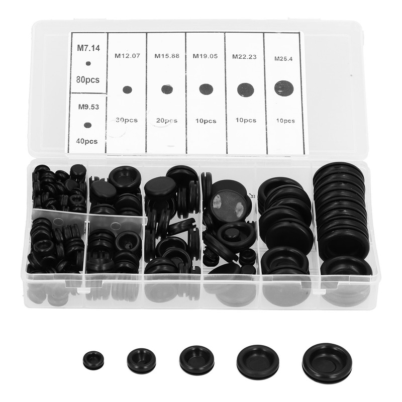 200Pcs Wire Washer Kit Rubber Grommet Dustproof Insulated Fireproof for
