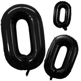 GOER 2 Pcs 42 Inch Black Foil Balloons Number 0 for 10th 20th 30th 40th 50th 60th 70th 80th 90th 100th Birthday Party Supplies Anniversary Decorations