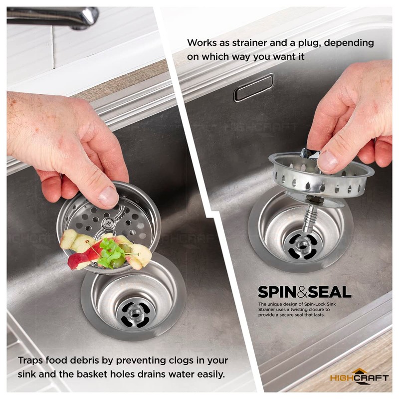 Highcraft 9763 Kitchen Sink (3-1/2 Inch) Stainless Steel Drain Assembly