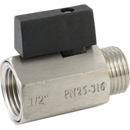 Stainless Steel Mini Ball Valve with Toggle Handle for Compressed Air Water Fuels Vacuum (Internal/External Thread, G 1/4 Inch)