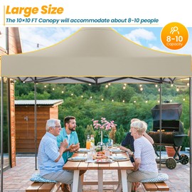 COBIZI 10x10 Pop Up Canopy Tent Commercial Heavy Duty Instant Canopy with 4 Sidewalls, UV 50+ Silver Coated Waterproof Vendor Tent, Portable Shelter with Carry Bag, Event Tent for Parties, Khaki