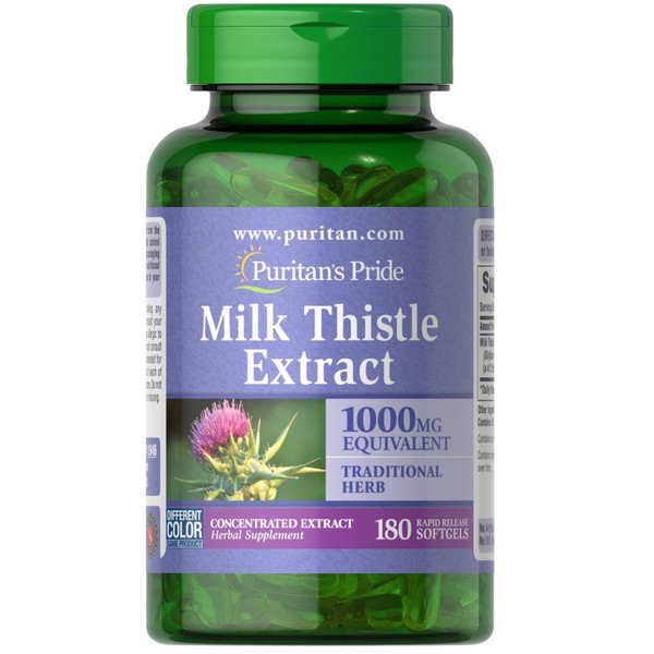 Puritan's Milk Thistle 4:1 Extract 1000mg 180 Softgels (Silymarin) Liver