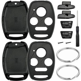 2 Pack Key Fob Shell Replacement for Honda Accord 2003-2012 / Civic EX 2006-2013 / Pilot 2009-2015 / CR-V 2005-2006 4 Button Car Keyless Entry Remote Control Key Fob Case Cover - NO Cutting Require