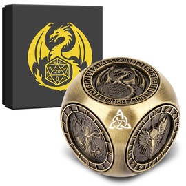 DND Fingertip Spinner Dice, 7-in-1 Metal Dice Set with 3D Pattern, Polyhedral Rotating Game Dice, for DND Gifts with Dragon Logo Gift Box, Role Playing Board Game Accessories, Bronze