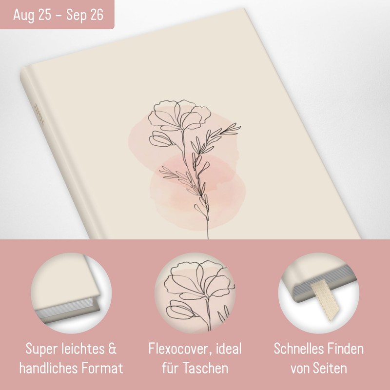 Häfft - Timer A6 Slim 2025/2026 "Dainty Flower" Student Calendar