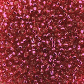 Miyuki Round Rocaille Seed Beads Size 11/0 24 Grams 5 Inch Tube Silver Lined Raspberry 11-1436