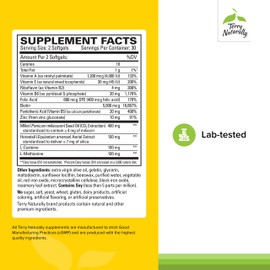 Terry Naturally Terry Naturally Hair Renew Formula - Hair Growth Support Supplement with Horsetail Biotin & Folic Acid - Millet Seed Oil for Keratin Production Support - 60 Softgels