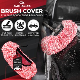CARHOLICS® Premium Brush Cover inkl. wasserdichtem Transportbeutel I Besonders schonender Auto Waschbürstenüberzug mit maximaler Saugkraft I Bürstenüberzug für gründliche Reinigung