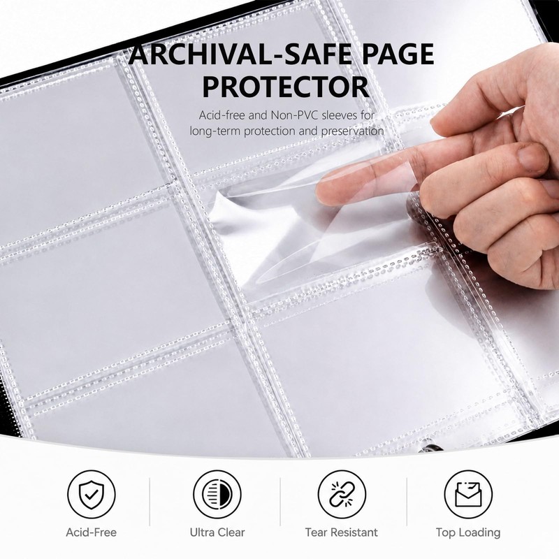 9 Pocket Zip Card Binder, Trading Card Album Holds 1080