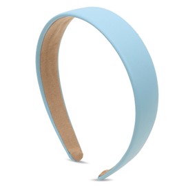 AMCAMI Blue Headband 1 Inch PU Leather Headband Plain Solid Headband Wide Thick Headbands for Women Non-slip Hair Accessories for Women Girls