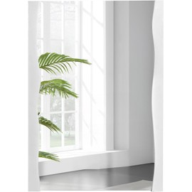 Tanmicoshomy White Bathroom Mirror 20x28 Inch, Asymmetrical Live Edge Wood Framed Rectangle Wall Mirrors for Bathroom, Bedroom or Living Room, Vertical or Horizontal Hanging