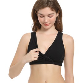 CAKYE Maternity Nursing Sleep Bra Tank for Breastfeeding/Pregnancy (Small, Black+Charcoal+nude/3pcs)