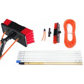 BJTDLLX 26FT Water Fed Pole Kit, Solar Panel Cleaning Brush and Pole Kit, Telescopic Window Cleaning Brush Outdoor Window Solar Panel Cleaner Extendable Telescopic Pole Water Fed Brush Spray Washer