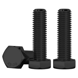 Drenky M10 Screws, Pack of 10 Black Hex Bolts DIN933 Full Thread Bolts Stainless Steel A2 V2A M10 x 35 mm Machine Screws for Furniture Repair, Automotive and Machine Assembly