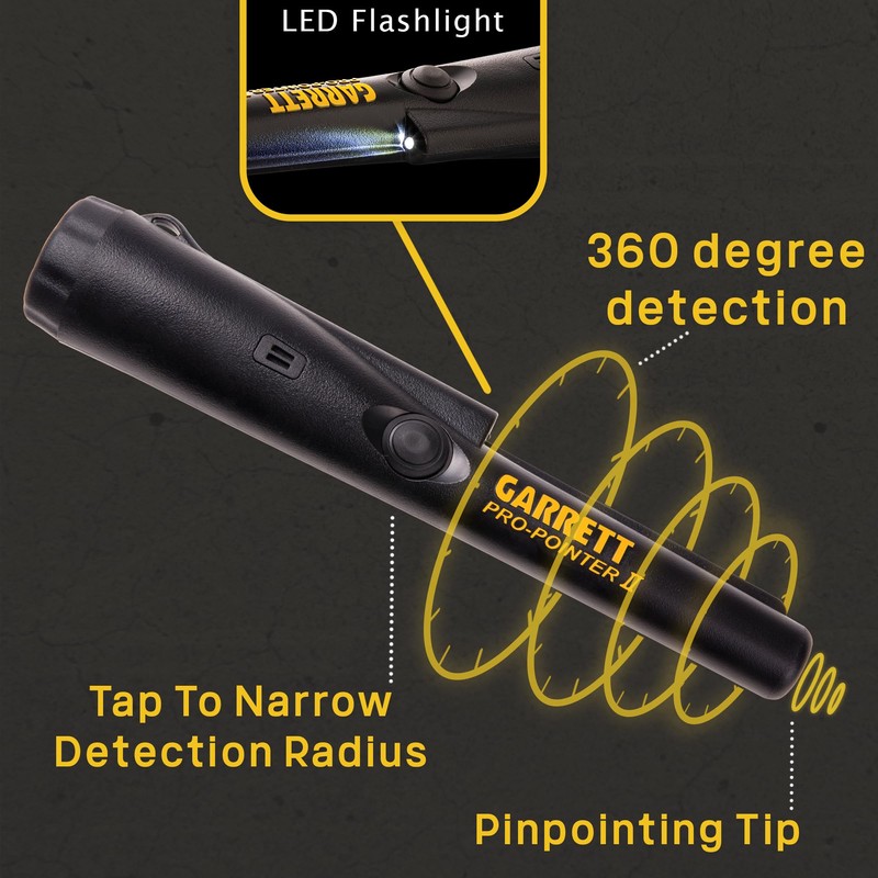 Garrett Pro-Pointer II Metal Detector Pinpointer – 360° Detection, LED