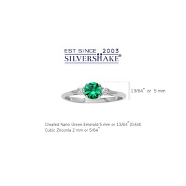 Silvershake Petite Green Nano Emerald & White CZ 925 Sterling Silver Promise Ring Size 9