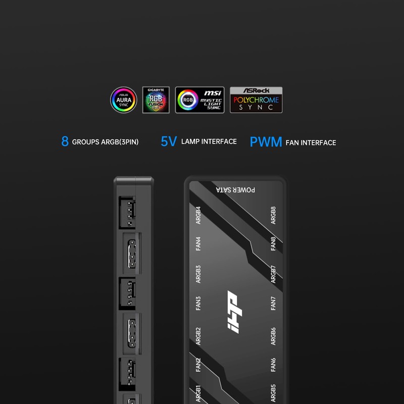 iHTP Fan Hub/Splitter Controller 12V 4Pin PWM & 5V 3Pin