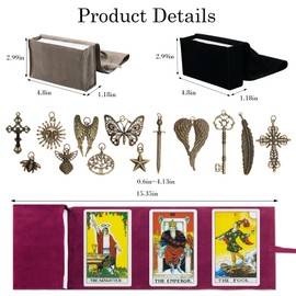 Knana 16Pcs Velvet Tarot Card Holder Tarot Cards Bag Tarot Card Pouches Tarot Carrying Bag with Vintage DIY Pendant Tarot Accessories