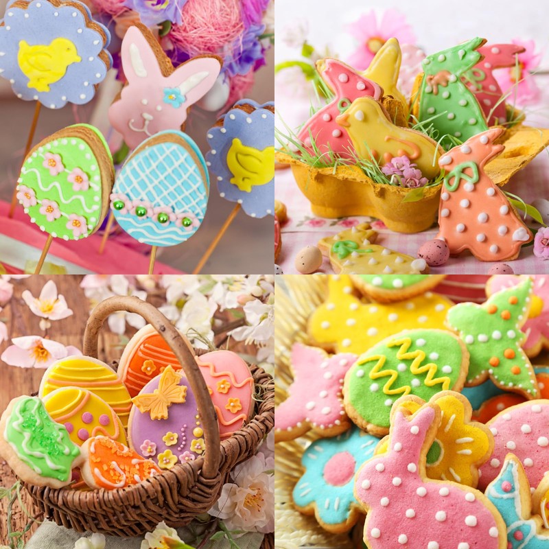 Easter Cookie Decorating Kit(ALL-IN-ONE),185Pcs with 9pcs Easter cookie cutters,Mixing Tools,Piping