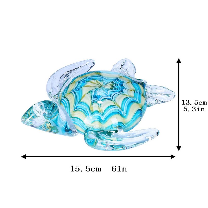 Qf Hangmade Glass Figurine Blown Sea Turtle, Glass Sculpture, Home