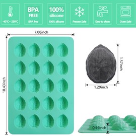 Zorazio 2Pack Walnut Cookie Maker Silicone, Nonstick Oreshki Mold Maker for Baking, 20Cavity Walnut Silicone Mold for Cookie, Chocolate, Candy
