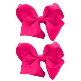 NYFASHION101 Toddlers' Girls' Smooth Grosgrain Ribbon Bow Alligator Clip, Hot Pink