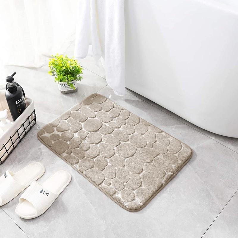 YIHOUSE Memory Foam Bath Mat Cobblestone Bathroom Rug Non Slip