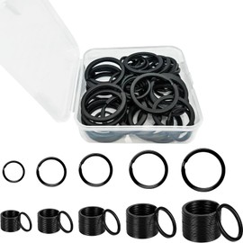 qingmeng Pack of 50 Key Rings Black, Key Rings Small 30 mm/28 mm/25 mm/20 mm/15 mm, Key Ring Split Rings, Key Rings Set Key Rings for House Keys Car Keys Crafts