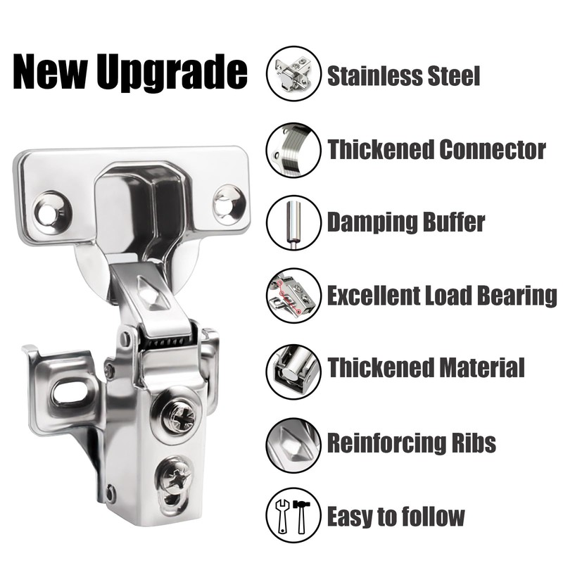 BESTEEL 4 Pack 1/2 inch Overlay Soft Close Cabinet Door