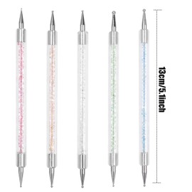 NATUCE Nail Art Dotting Tools, Pack of 5 Nail Point Dotting Pens, Double Ended Nail Art Design Pens, Spot Swirl Dotting Tool for DIY Nail Art