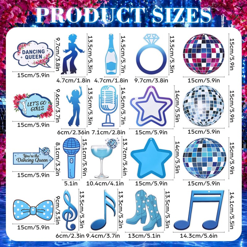 Epakh 52 Pcs Dancing Queen Party Decorations Bachelorette Photo Booth