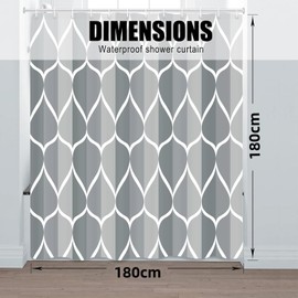 Cortina de Baño,180 * 180cm Cortina para Baño de Ducha Impermeable y Antimoho,Tejido De Poliéster, Shower Curtain Tela Larga con 12 Ganchos y Ojales de Metal para Casa,Hoteles (Color Gris)