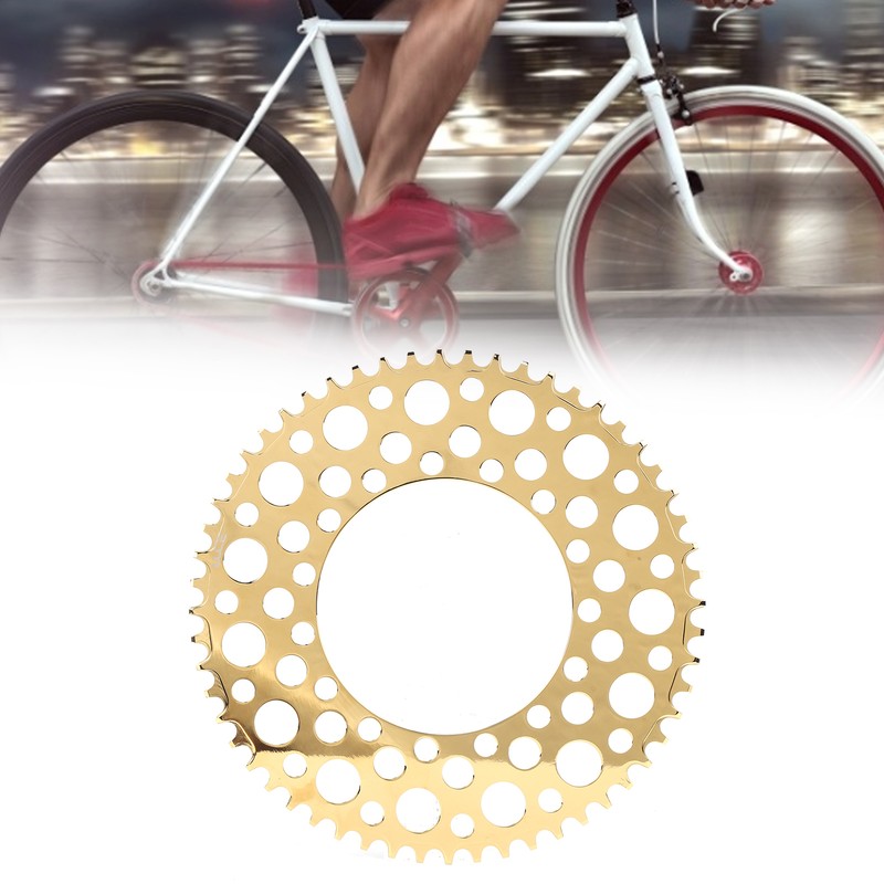 Folding Bicycle Chainwheel Smooth Fastness AntiCorrosion Wearproof Bike Chainring(Titanium Gold