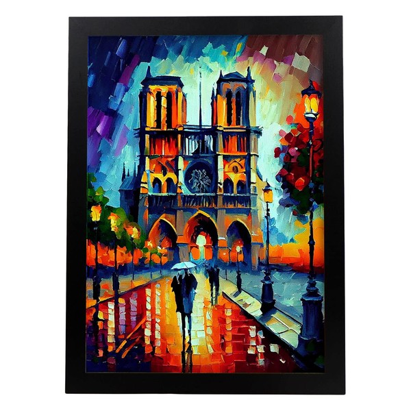 Nacnic Notre Dame Oil Painting Style Poster. Illustrations of monuments