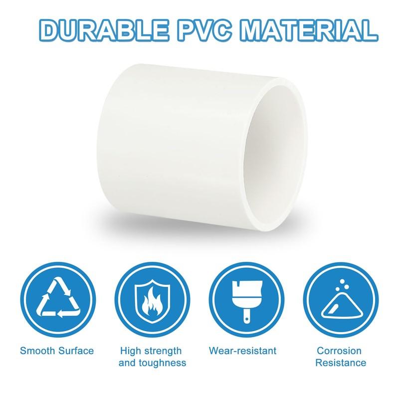sourcing map 50mm PVC Pipe Coupling Adapter, 2 Pcs Pipe