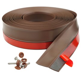 HOMWMPA Garage Door Seal Top and Sides, 34FT TPE Garage Door Seal with Adhesive-Backed, Weatherproofing Garage Door Seals with Nails and Lids in Brown
