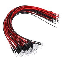 PATIKIL 5mm LED Diode Light, 24 Pcs 24V DC Pre Wired Mini LED Lights Bulb Light-Emitting Lamp for RC DIY Indicator Lighting, Blue Light